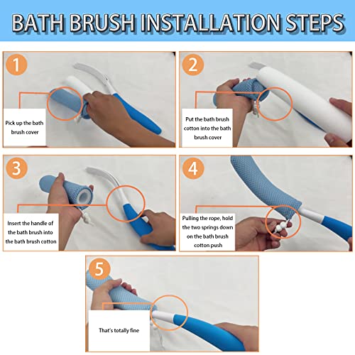 Long-handled Bath Scrubber with Sponge for Elderly Aid
