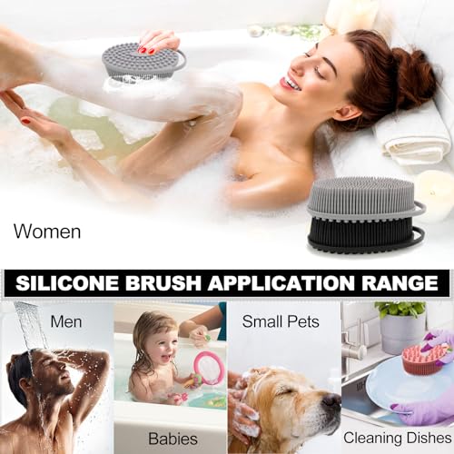 Silicone Body Scrubber: Hygienic Exfoliating Shower Tool (Black/Gray)