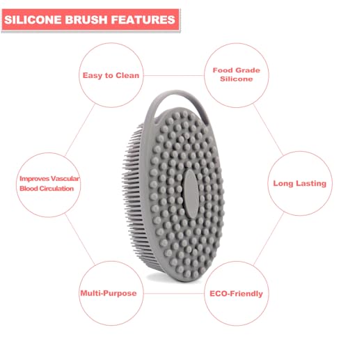 Silicone Body Scrubber: Hygienic Exfoliating Shower Tool (Black/Gray)