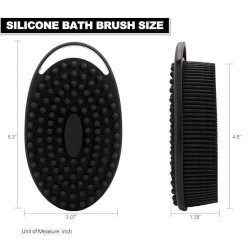 Silicone Body Scrubber: Hygienic Exfoliating Shower Tool (Black/Gray)
