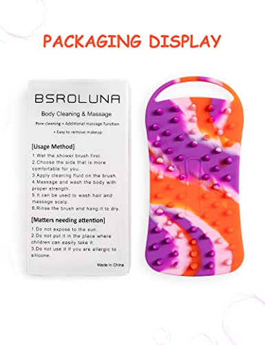 BSROLUNA Silicone Body Scrubber & Shampoo Brush Combo