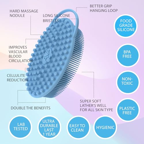 Avilana 2-in-1 Silicone Body Scrubber for Hygienic Cleansing