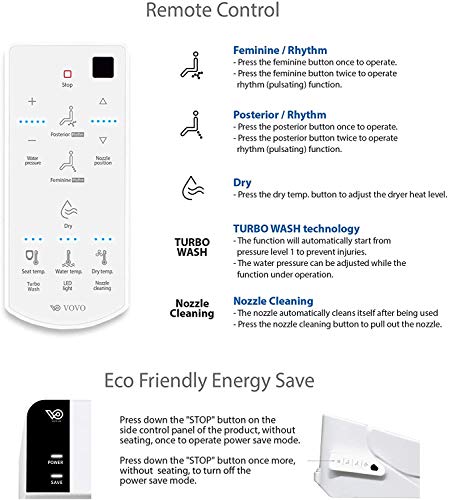 VOVO Electric Bidet Toilet Seat - Warm Water, Dryer