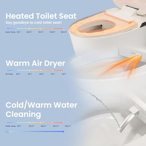 AKNIRL Smart Bidet Toilet - Heated Seat, Auto Flush