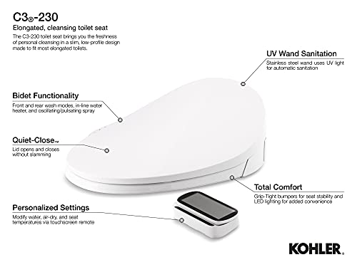 Kohler Electric Bidet Toilet Seat with Remote Control