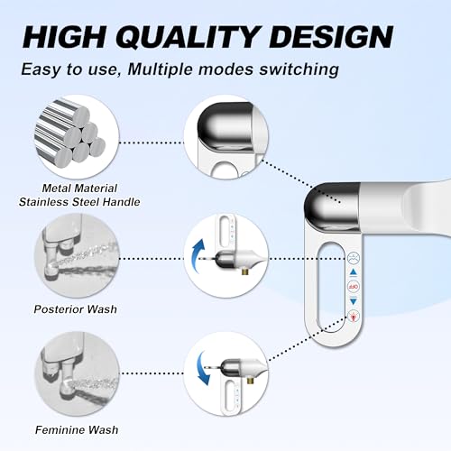 Slim Bidet Attachment for Toilet with Dual Nozzle