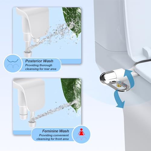 Slim Bidet Attachment for Toilet with Dual Nozzle