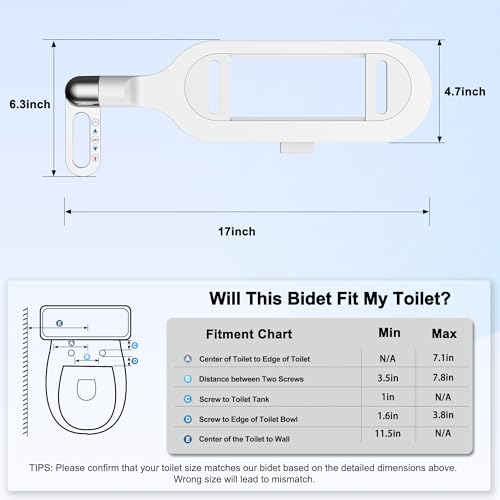 Slim Bidet Attachment for Toilet with Dual Nozzle