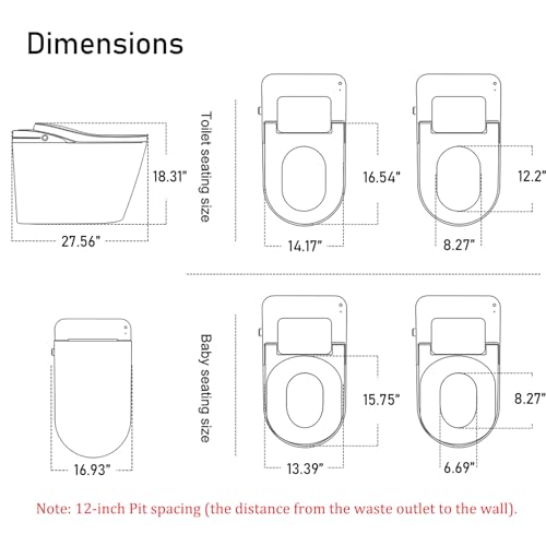 Elongated Smart Bidet with Auto Open/Close, LED Display