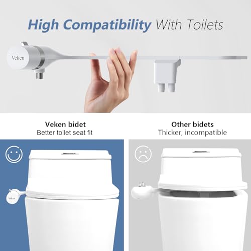 Veken Ultra-Slim Bidet: Dual Nozzle Fresh Water Sprayer