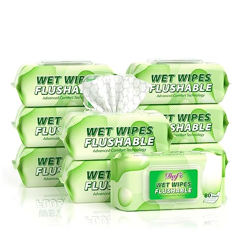 Unscented Flushable Adult Wet Wipes, 720ct, Plant-Based Fibers