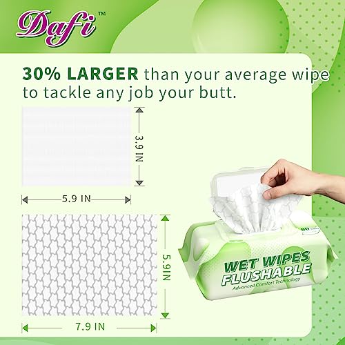 Unscented Flushable Adult Wet Wipes, 720ct, Plant-Based Fibers