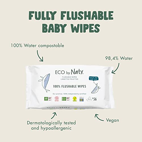 Eco by Naty Flushable Baby Wipes - Chemical-Free & Hypoallergenic