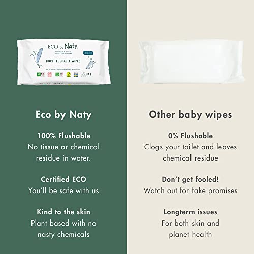 Eco by Naty Flushable Baby Wipes - Chemical-Free & Hypoallergenic