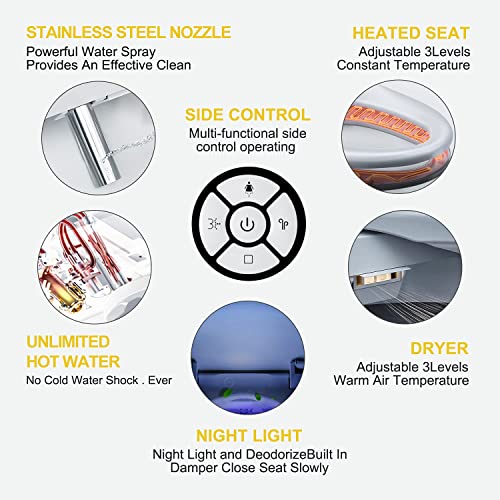 ZMJH Bidet Seat: Heated, Vortex Wash, Warm Water