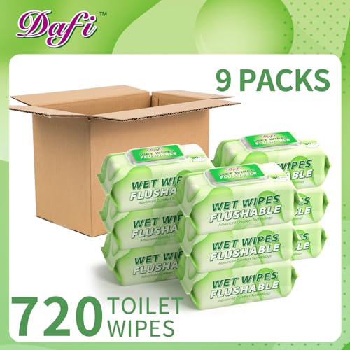Unscented Flushable Adult Wet Wipes, 720ct, Plant-Based Fibers