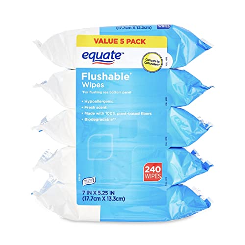 240 Count Equate Flushable Wipes Refill 5 Pack