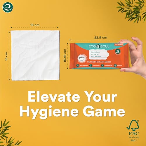 Extra-Large Bamboo Flushable Adult Wipes, Unscented - 192 Count
