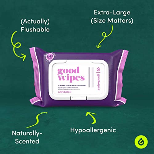 Goodwipes Lavender Flushable Butt Wipes - 180 count