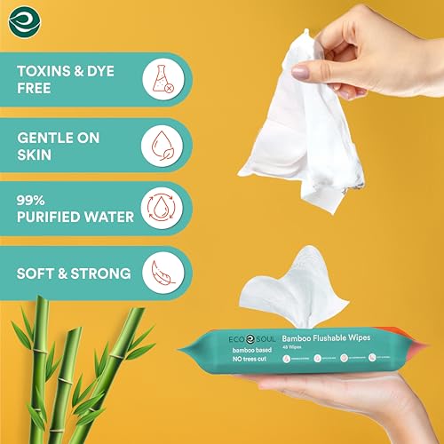 Extra-Large Bamboo Flushable Adult Wipes, Unscented - 192 Count
