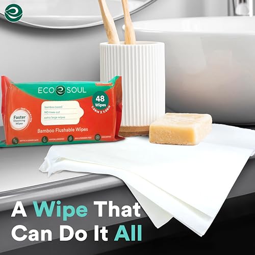 Extra-Large Bamboo Flushable Adult Wipes, Unscented - 192 Count