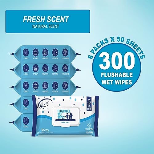 Flushable Butt Wet Wipes: 6 Packs, 300 Wipes