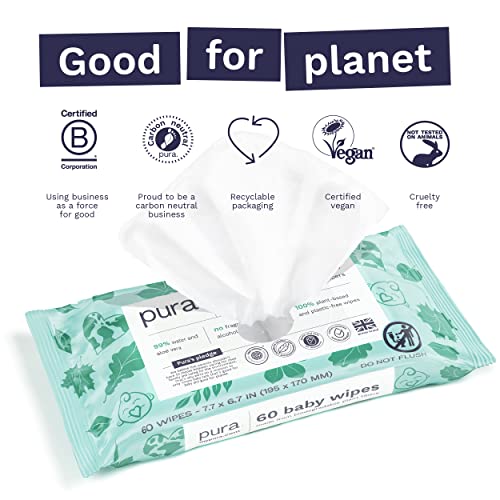 Pura Baby Wipes - Plant-Based, Gentle, Fragrance-Free, Cruelty-Free