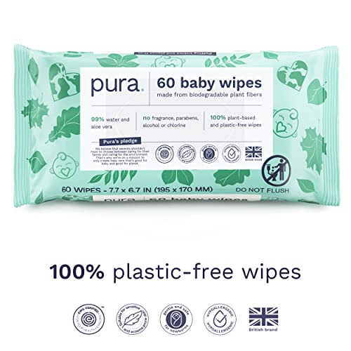 Pura Baby Wipes - Plant-Based, Gentle, Fragrance-Free, Cruelty-Free