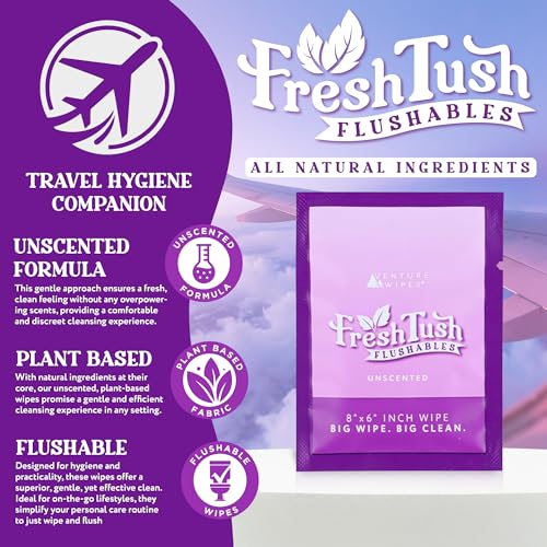 Venture Flushable Butt Wipes - Unscented - Sensitive Skin