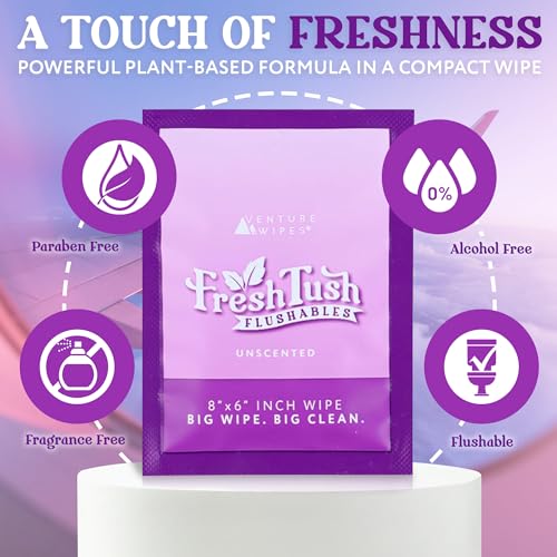 Venture Flushable Butt Wipes - Unscented - Sensitive Skin