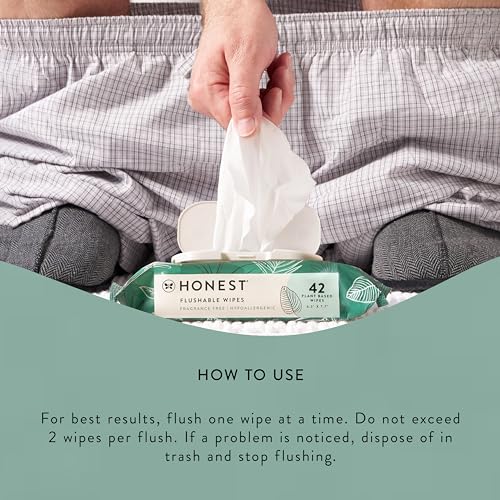 Plant-Based Flushable Wipes | 99% Water | 42 Count