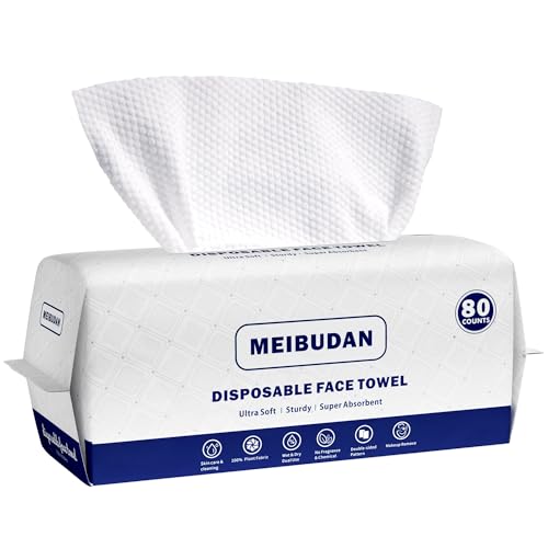 Biodegradable Facial Towel Wipes for Sensitive Skin, 80 Count
