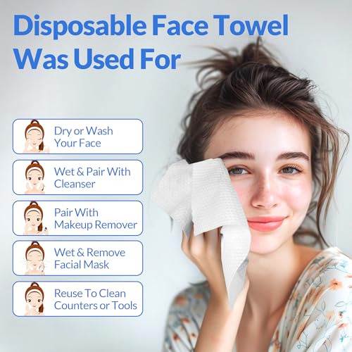 Biodegradable Facial Towel Wipes for Sensitive Skin, 80 Count