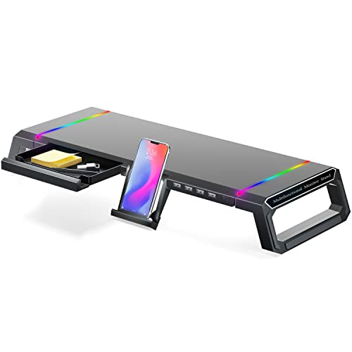 RGB Gaming MOOJAY Monitor Stand with USB & Storage