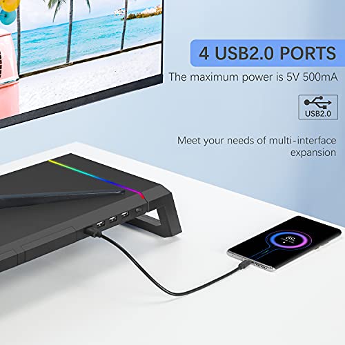 RGB Gaming MOOJAY Monitor Stand with USB & Storage