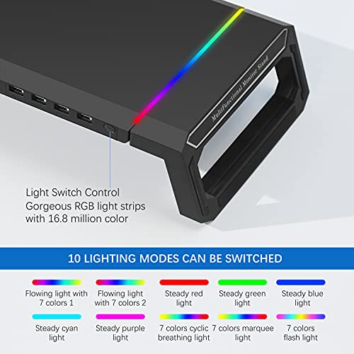 RGB Gaming MOOJAY Monitor Stand with USB & Storage