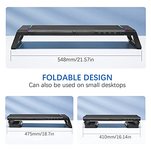 RGB Gaming MOOJAY Monitor Stand with USB & Storage