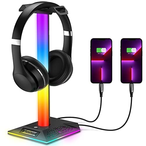 SIMOEFFI RGB Gaming Headset Stand with 2 USB Ports