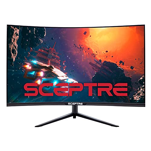 Sceptre 32 inch Curved 2K Gaming Monitor QHD 2560 x 1440 up to 165Hz 144Hz 1ms HDR400 400 Lux AMD FreeSync Premium, Height Adjustable DisplayPort HDMI Build-in Speakers Machine Black (C325B-QWD168)