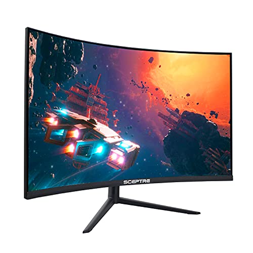 Sceptre 32 inch Curved 2K Gaming Monitor QHD 2560 x 1440 up to 165Hz 144Hz 1ms HDR400 400 Lux AMD FreeSync Premium, Height Adjustable DisplayPort HDMI Build-in Speakers Machine Black (C325B-QWD168)