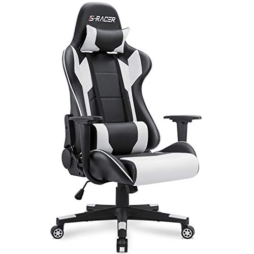 Ergonomic High-Back Gaming Chair in White