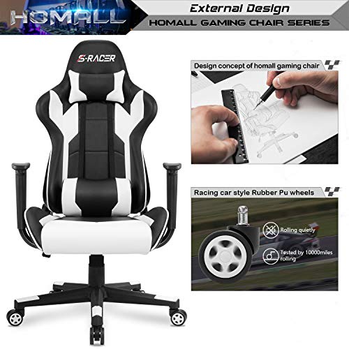 Ergonomic High-Back Gaming Chair in White