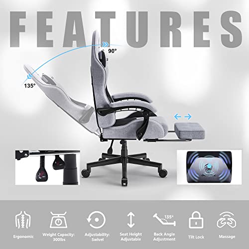 Ergonomic Gaming Chair with Massage and Footrest