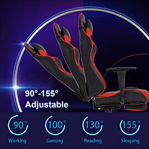 Ergonomic Racing Gaming Chair with Footrest and Support