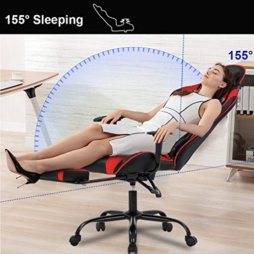 Ergonomic Racing Gaming Chair with Footrest and Support