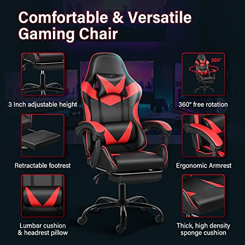 Adjustable Racing Gaming Chair with Footrest