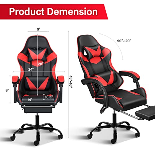 Adjustable Racing Gaming Chair with Footrest