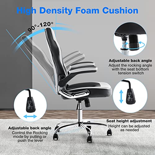 Adjustable White Gaming Chair with Lumbar Support
