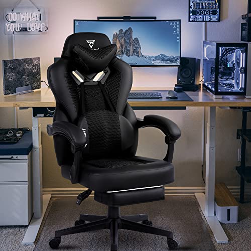 Ergonomic Reclining Gaming Chair with Footrest and Massage