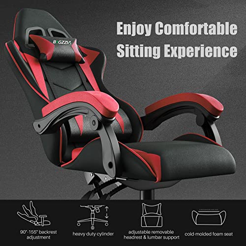 Red PU Leather Reclining Gaming Chair with Support
